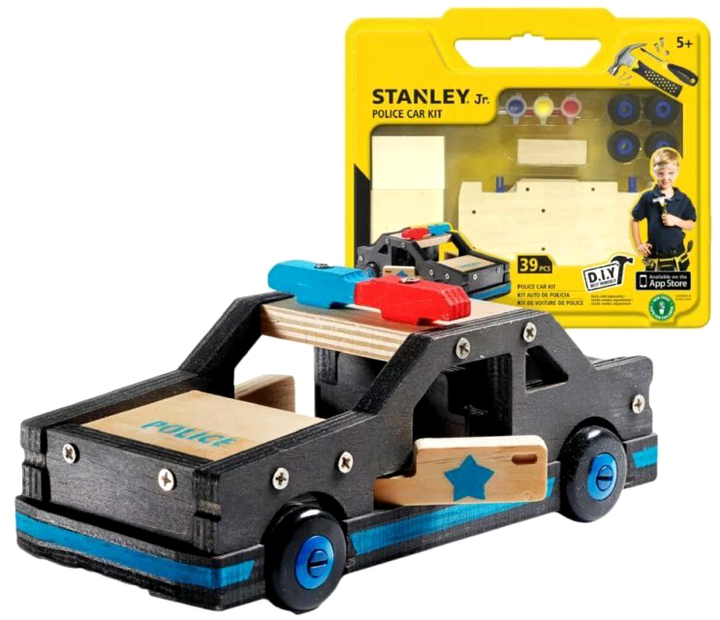 Klocki drewniane Stanley Jr Police Car Kit 39 elementów (7290016261080) - obraz 1