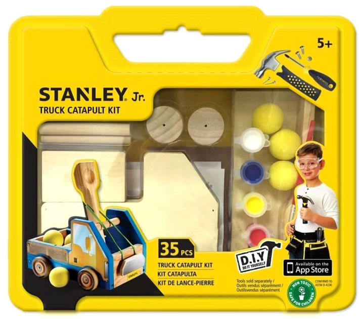 Klocki drewniane Stanley Jr Truck Catapult Kit 35 elementów (7290014259942) - obraz 1