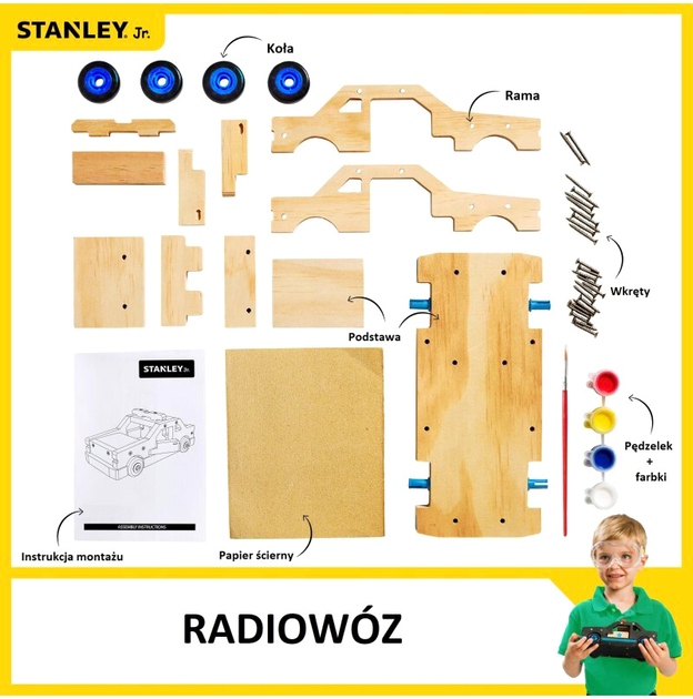 Klocki drewniane Stanley Jr Police Car Kit 39 elementów (7290016261080) - obraz 2