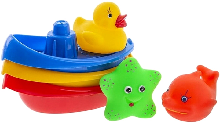 Zestaw zabawek do kąpieli Tullo Łódeczki ze zwierzątkami (5905094771230) - obraz 1