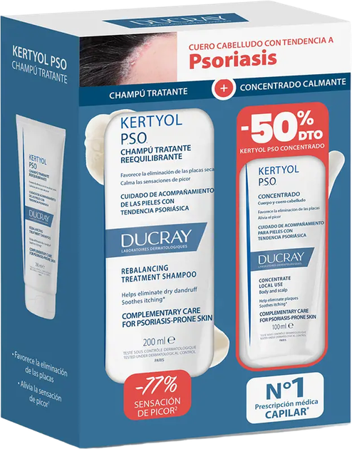 Zestaw do pielęgnacji włosów Ducray Kertyol Pso Anti-Itch Rebalancing Treatment Szampon 200 ml + Koncentrat 100 ml (3282779366885) - obraz 1