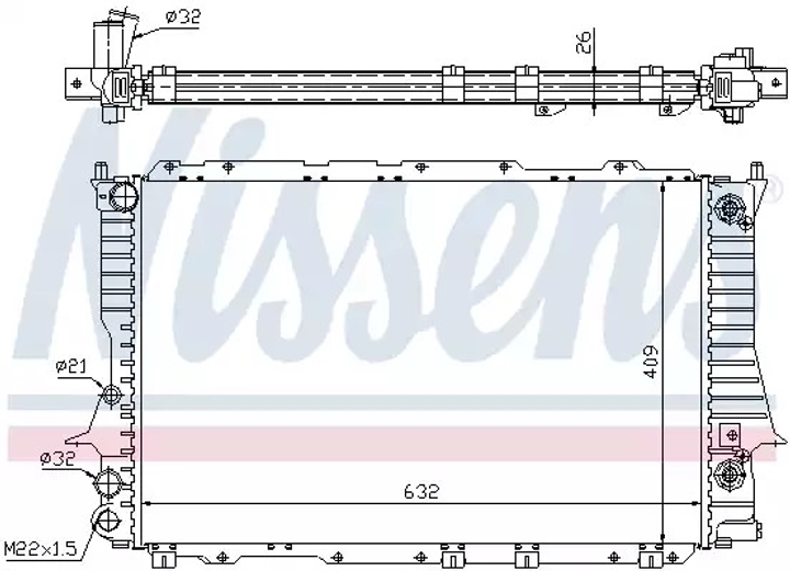 Радиатор охлаждения двигателя AUDI A6, NISSENS (60477) - изображение 1