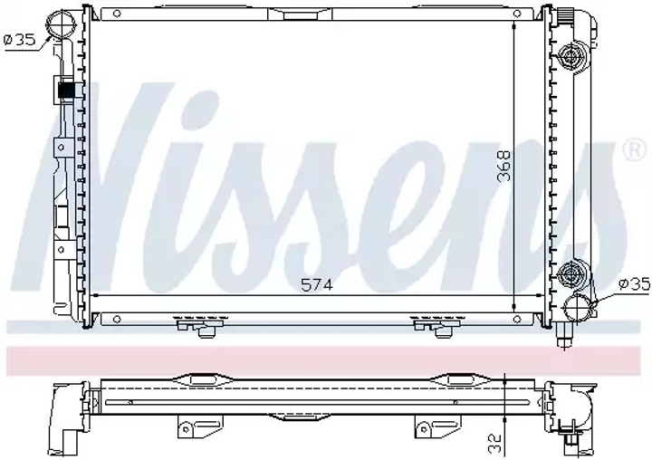 Радіатор охолодження двигуна MERCEDES-BENZ 190, NISSENS (62670A) - зображення 1