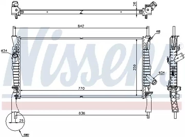 Радиатор охлаждения двигателя FORD TRANSIT, NISSENS (69226) - изображение 1