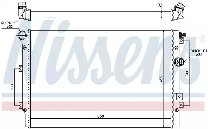 Радіатор охолодження двигуна SEAT ALHAMBRA, VW SHARAN, NISSENS (65015) - зображення 1