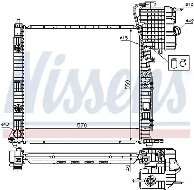 Радіатор охолодження двигуна MERCEDES-BENZ V-CLASS, NISSENS (62561A) - зображення 1