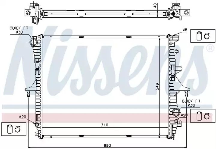 Радиатор охлаждения двигателя AUDI Q7, VW TOUAREG, NISSENS (65276A) - изображение 1