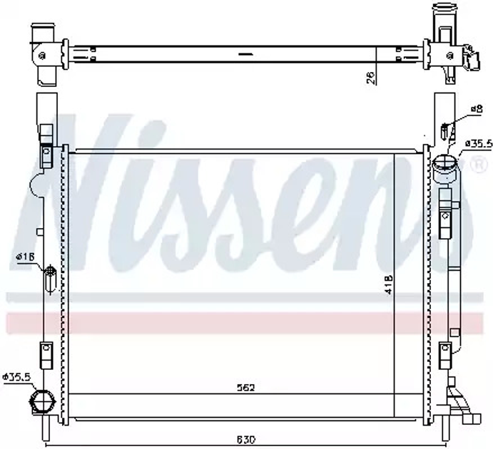 Радиатор охлаждения двигателя RENAULT KANGOO, NISSENS (637618) - изображение 1