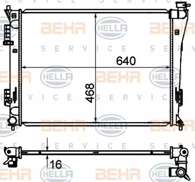 Радиатор охлаждения двигателя HYUNDAI i40, HELLA (8MK376735251) - изображение 1