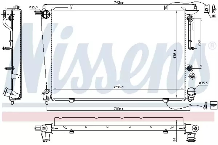 Радиатор охлаждения двигателя HYUNDAI H-1, NISSENS (67040) - изображение 1