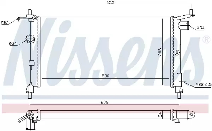 Радиатор охлаждения двигателя CHEVROLET TIGRA, OPEL COMBO, NISSENS (632851) - изображение 1