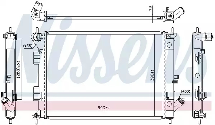 Радиатор охлаждения двигателя HYUNDAI i30, KIA PRO, NISSENS (67555) - изображение 1