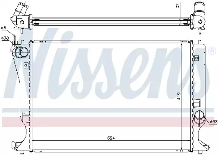 Радиатор охлаждения двигателя TOYOTA AVENSIS, NISSENS (64666A) - изображение 1