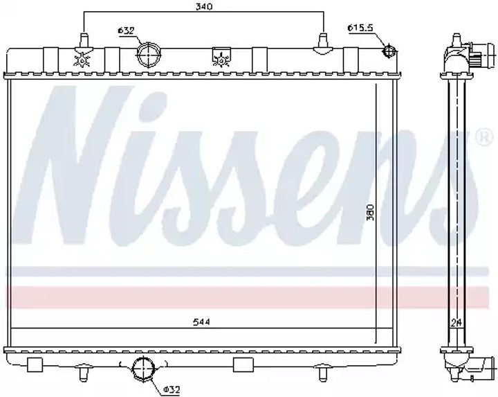 Радиатор охлаждения двигателя VAUXHALL CROSSLAND, OPEL CROSSLAND, NISSENS (636007) - изображение 1