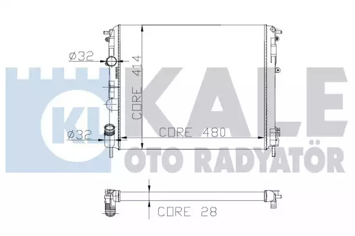 Радіатор охолодження двигуна DACIA LOGAN, RENAULT LOGAN, Kale Oto Radyator (205600) - зображення 1