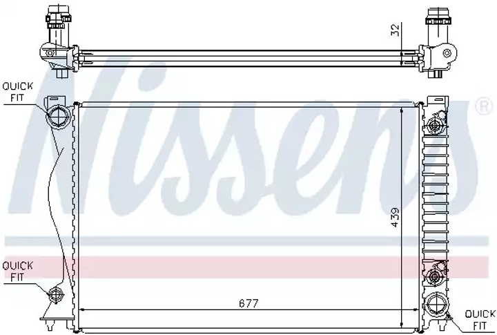 Радиатор охлаждения двигателя AUDI A6, NISSENS (60236A) - изображение 1