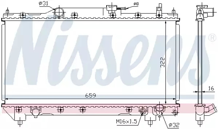 Радиатор охлаждения двигателя TOYOTA AVENSIS, NISSENS (64783A) - изображение 1