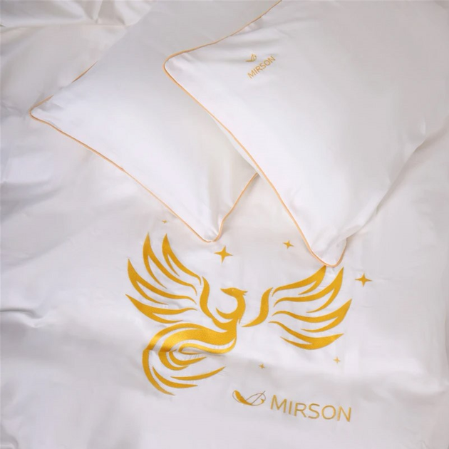 Акція на Комплект постільної білизни MirSon Сімейний 2 x 160 x 220 см 0001 Moko White Fire Bird Сатин Elit від Rozetka