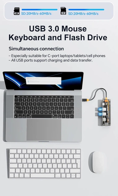 Хаб Asometech 6в1 100W (Type-C для 4K HDTV/SD/TF Card/USB 3.0/PD) для Macbook Air|Pro|Lenovo|HP|Dell|MSI - Фото 2 Хаб Asometech 6в1 100W (Type-C для 4K HDTV/SD/TF Card/USB 3.0/PD) для Macbook Air|Pro|Lenovo|HP|Dell|MSI - зображення 2