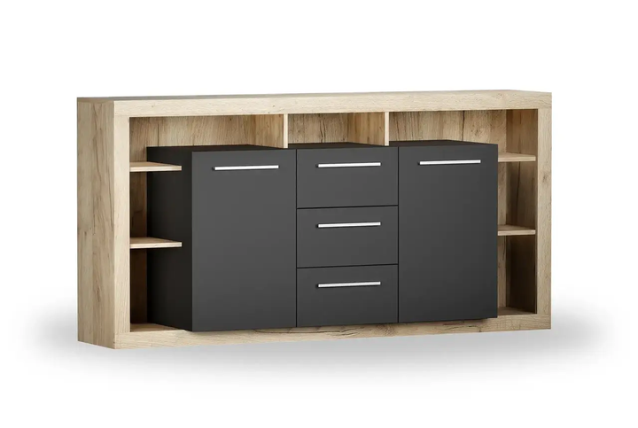 Гостиная комплект Lumiko 2 Artos Design Дуб крафт золотой/Антрацит Польша (ламинированная ДСП/стекло) - изображение 2