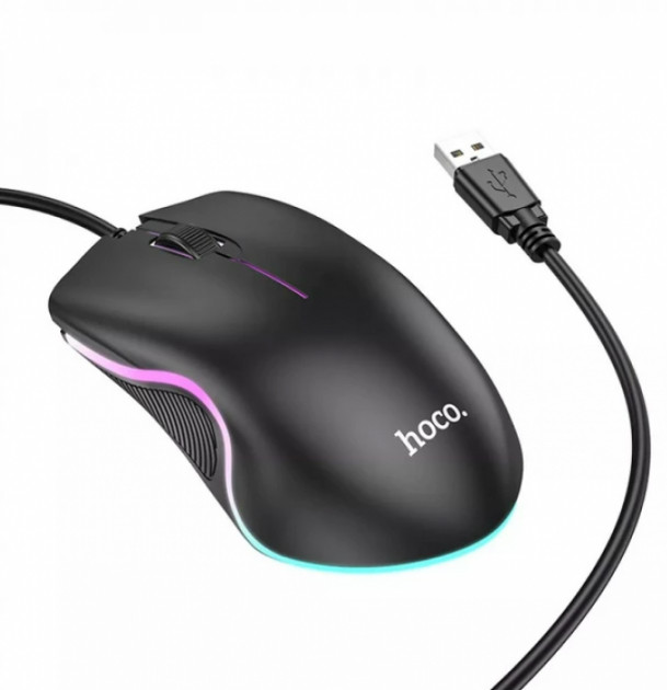 Комп'ютерна миша Hoco GM19 Enjoy Gaming luminous wired mouse Black - изображение 3