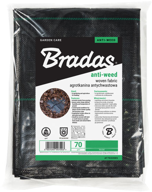 Агротканина проти бур'янів Bradas 70 г/м² 0.6x10 м Чорна (AT7006010) - зображення 1