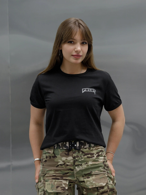 Тактична футболка жіноча BEZET Bellona & Незламна 10447 S Чорна (ROZ6501032350) - зображення 1