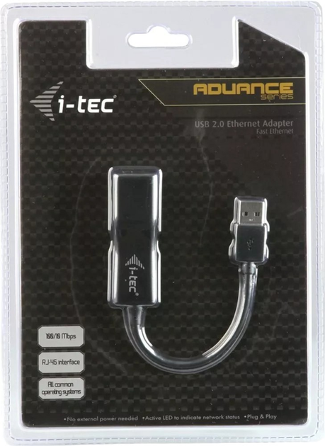 Adapter sieciowy i-Tec U2LAN USB 2.0 Fast Ethernet Black (8595611700255) - obraz 2