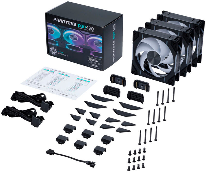 Zestaw wentylatorów Phanteks D30-120 D-RGB Regular Triple Pack Black (LUPH-081) - obraz 6