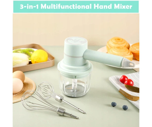 Міксер акумуляторний з 2 насадками Portable mixer, від USB, Зелений - зображення 2