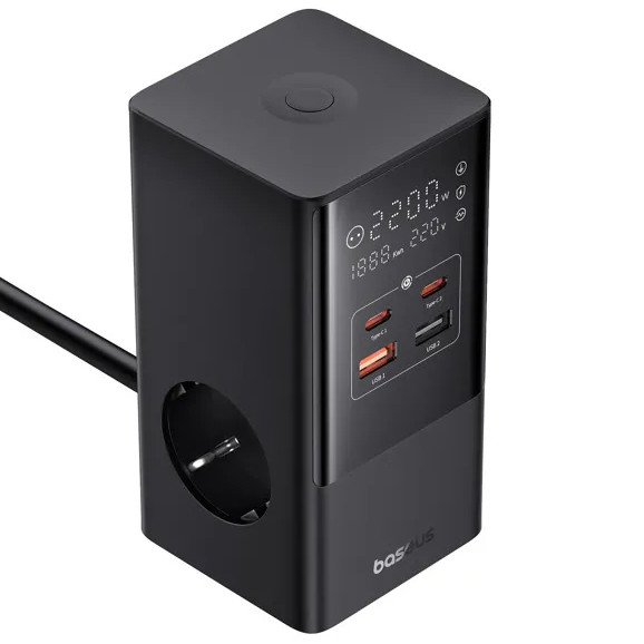 Подовжувач мережевий переноска 1.5 метрів на 3 розетки BASEUS USB 2шт+Type-C 2шт Чорний (E00023606113-00) - зображення 5