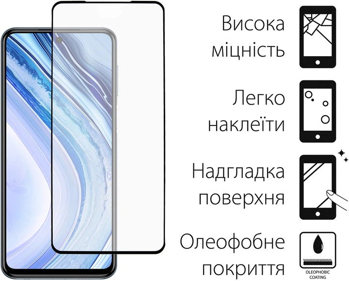 Защитное стекло DENGOS для смартфона Xiaomi Redmi Note 9 Pro/9s Black 2 шт (DG-TG2P-43) - изображение 2