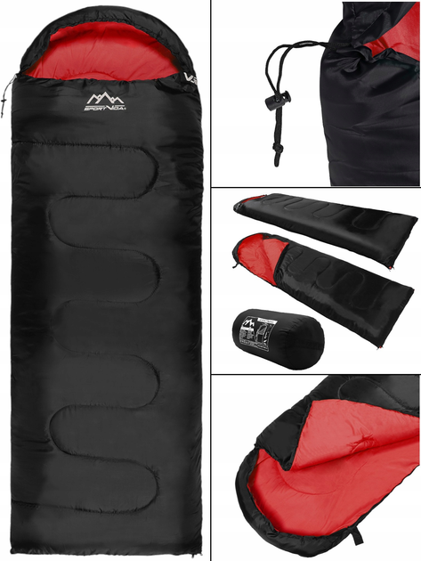 Śpiwór SportVida SV-CC0064 Right Black-Red (5903133419778) - obraz 4