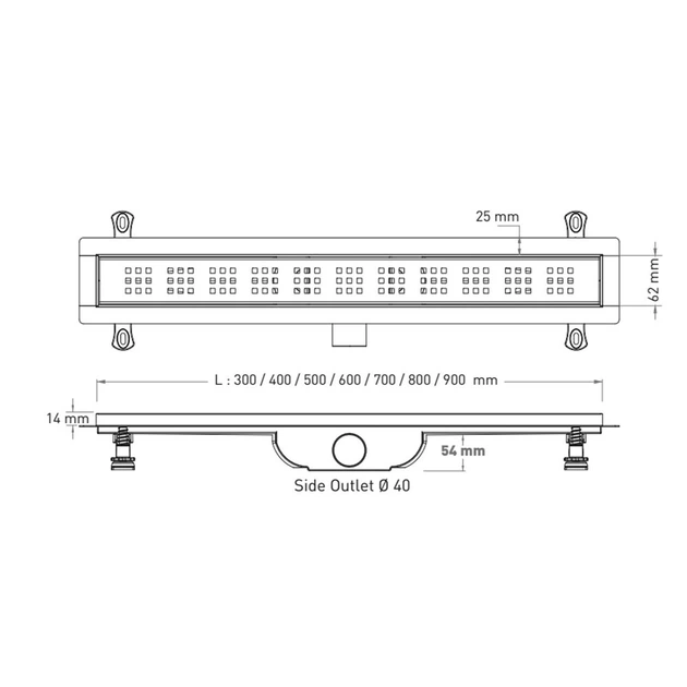 Трап Valtemo Ducoline Base VLD-596320 60 см с боковым отводом 40 мм - изображение 2