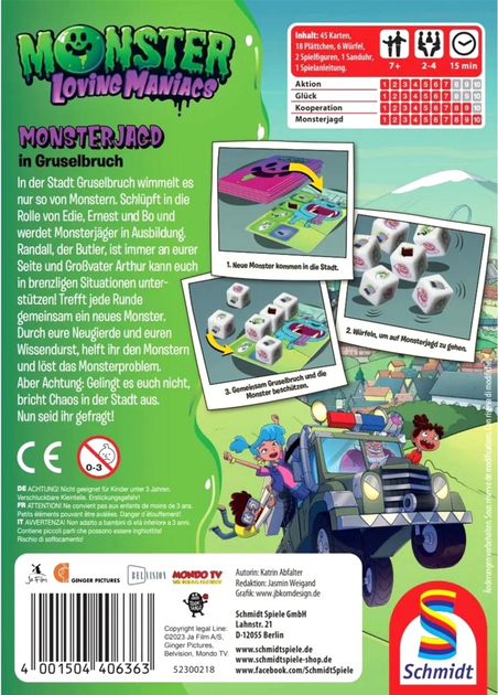 Gra planszowa Schmidt Monster Loving Maniacs Hunting in Gruselbruch (4001504406363) - obraz 3