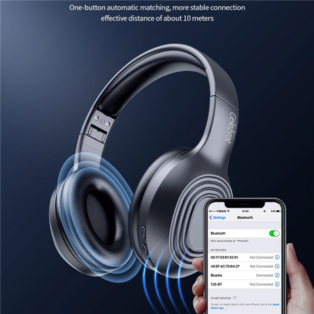 Навушники Celebrat A28 Bluetooth Headphones Black - Фото 4 Навушники Celebrat A28 Bluetooth Headphones Black - зображення 4