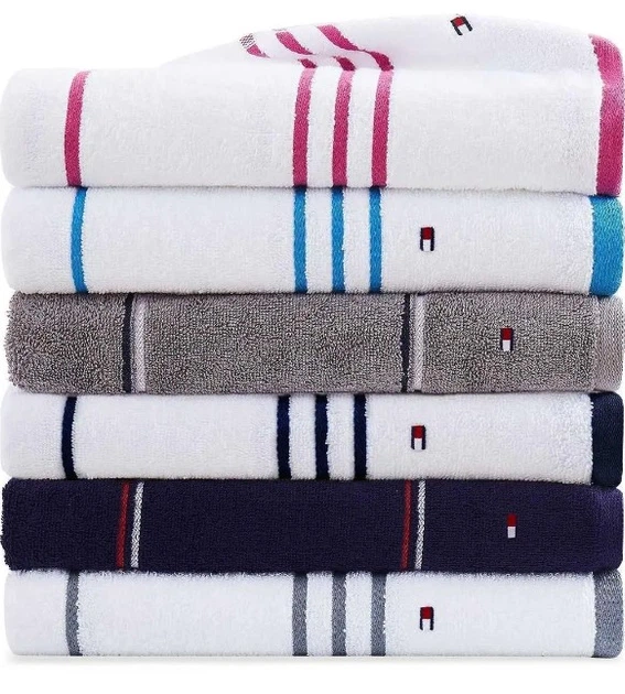 Полотенце хлопковое Tommy Hilfiger банное 76х138 см Modern American Solid Cotton Bath Towel Синий в полоску (46249648108) - Фото 3 Полотенце хлопковое Tommy Hilfiger банное 76х138 см Modern American Solid Cotton Bath Towel Синий в полоску (46249648108) - изображение 3