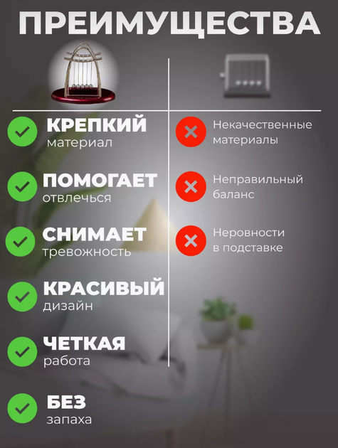 Маятник антистрес настільний Кулі Ньютона - зображення 6