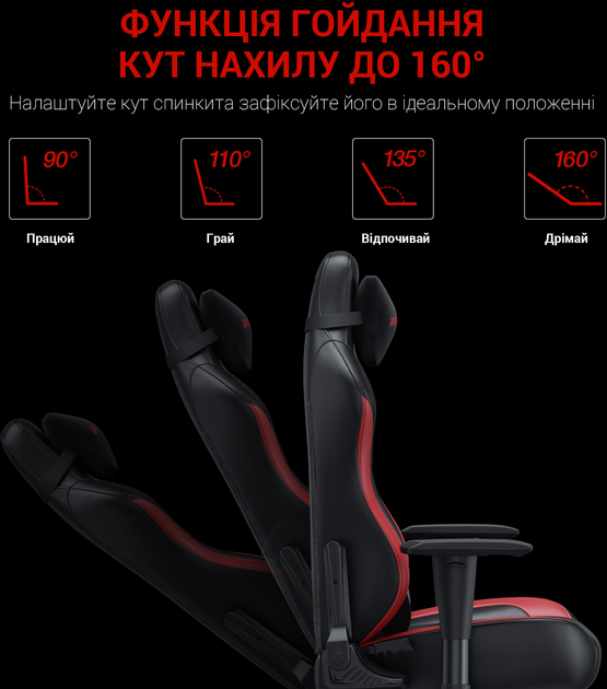 Кресло игровое Anda Seat Luna Color Size L Black/Red PVC (AD18-48-BR-PV) - изображение 15