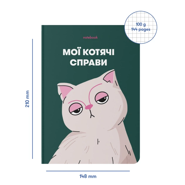 Блокнот «Мої котячі справи», зелений - Фото 2 Блокнот «Мої котячі справи», зелений - зображення 2