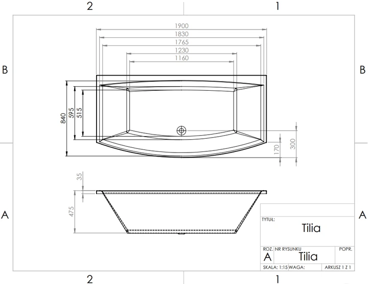 Ванна Radaway TILIA 190x90 (WA1-03-190x090U) + ніжки + сифон R135L - зображення 5