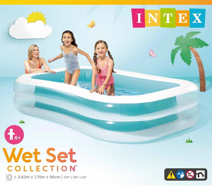 Відкритий прямокутний надувний сімейний басейн Intex 262 х 175 х 56 см 769 л (D-2019091681) - зображення 4