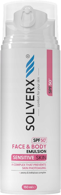 Емульсія для обличчя та тіла Solverx Sensitive Skin SPF 50 150 мл (5905923682751) - зображення 1