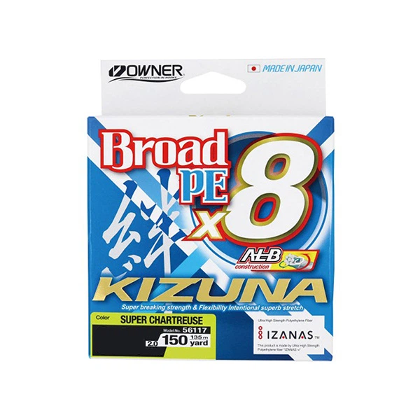 Шнур Owner Kizuna Broad Chartreuse PEx8 135м 0.15 мм 8.2кг / 18lb (56117-015) - Фото 2 Шнур Owner Kizuna Broad Chartreuse PEx8 135м 0.15 мм 8.2кг / 18lb (56117-015) - зображення 2