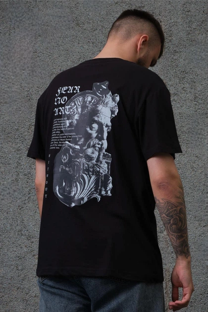 Чоловіча Оверсайз Футболка З Принтом Without Greek 2XL/3XL Black - Фото 2 Чоловіча Оверсайз Футболка З Принтом Without Greek 2XL/3XL Black - изображение 2