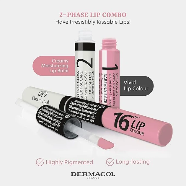 Губная помада Dermacol 16H Lip Colour 2в1 стойкая 01 7.1 мл (85956377) - Фото 3 Губная помада Dermacol 16H Lip Colour 2в1 стойкая 01 7.1 мл (85956377) - изображение 3