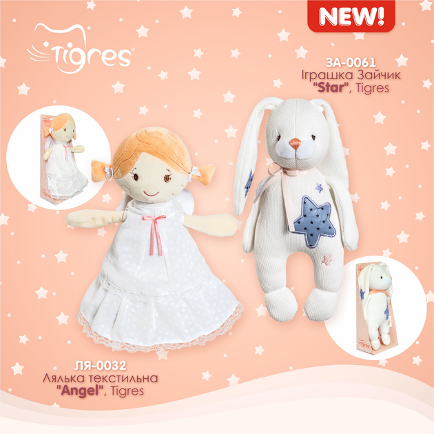 М'яка іграшка Tigres текстильна Angel 29 см (ЛЯ-0032) 482-006-831-550-4 - зображення 4