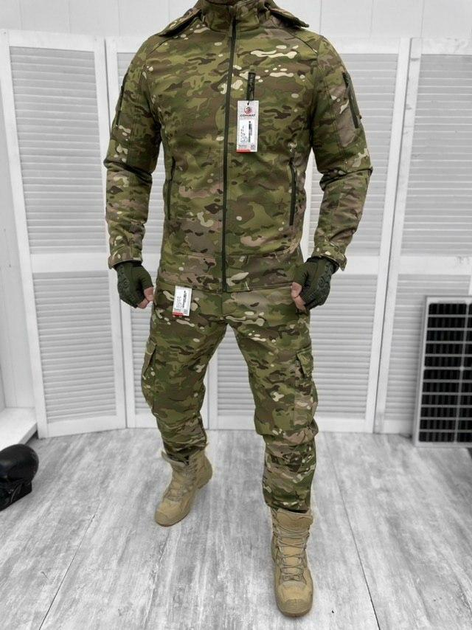 Зимовий Водонепроникний чоловічий Костюм Куртка + Штани Combat SoftShell на подвійному флісі мультикам розмір XL - зображення 1