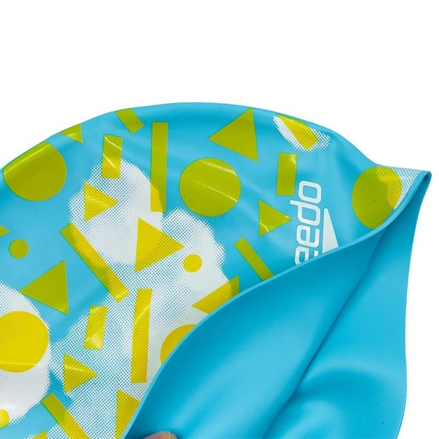 Шапочка для плавания силиконовая юниорская SPEEDO JUNIOR SLOGAN PRINT 808386B955 голубой-желтый - Фото 2 Шапочка для плавания силиконовая юниорская SPEEDO JUNIOR SLOGAN PRINT 808386B955 голубой-желтый - изображение 2