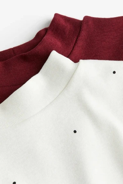 Набор водолазок со стойкой белая в точки и бордовая H&M 92см (400097786) - изображение 2